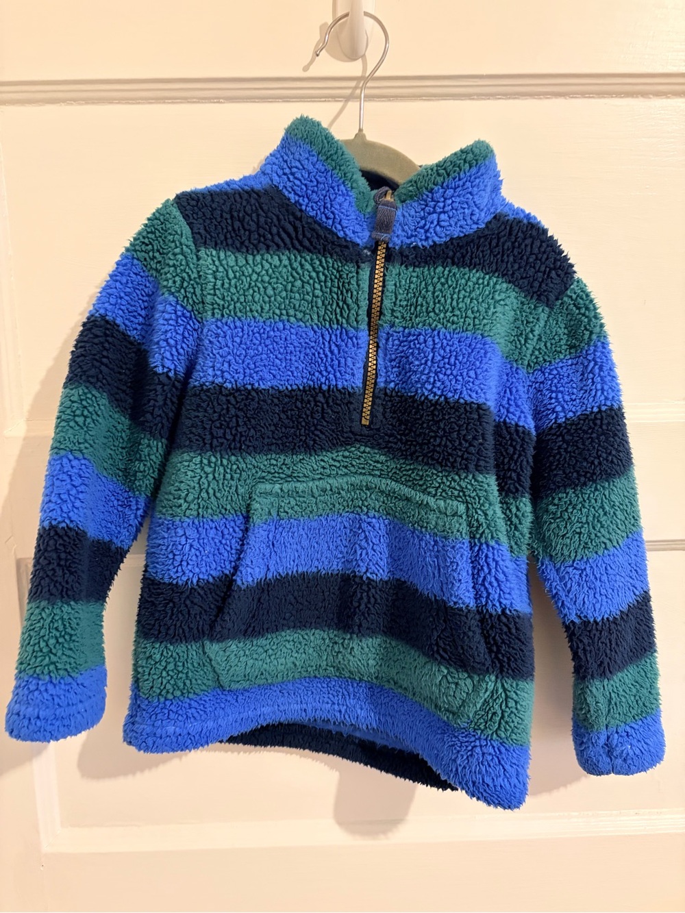 Fat Face Kids Blue and Green Sherpa Zip Hoodie